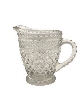 Vintage Anchor Hocking Wexford Clear Glass Creamer Pitcher Diamond Pattern 4 in.